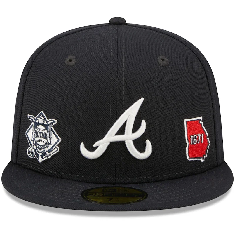 Breathable Hat-New Era Atlanta Braves Identity 59FIFTY Fitted Hat - Navy