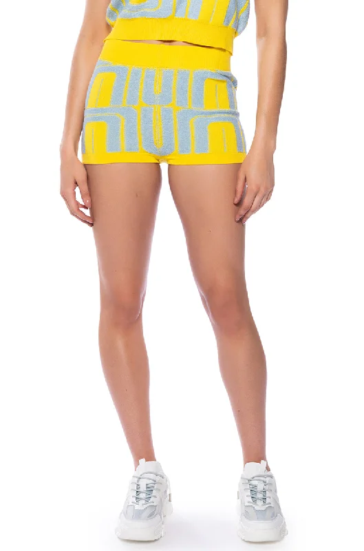 Beach Adventure Shorts-PENELOPE YELLOW HIGH WAISTED SHORTS