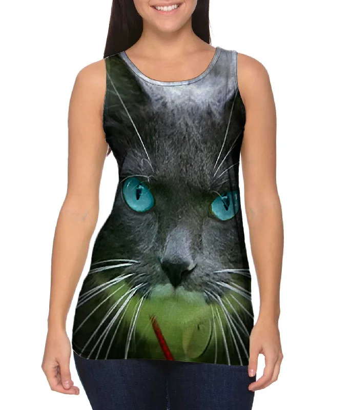 Fitted Tank-Smokey Cat