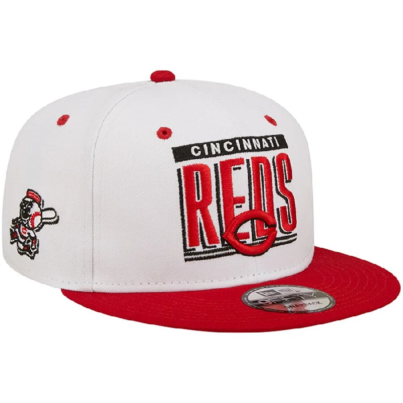 Statement Bucket Hat-New Era Cincinnati Reds Retro Title 9FIFTY Snapback Hat - White/Red