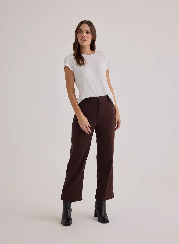 Cool Weather Pants-Saige Wide Leg Crop - Deep Espresso