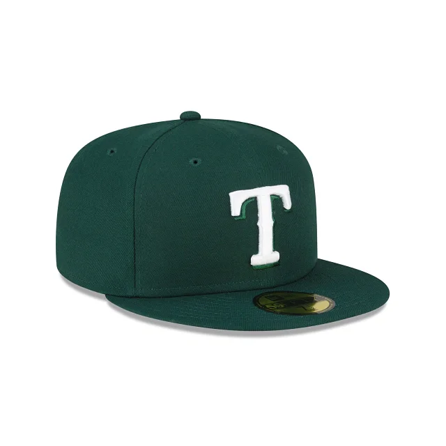 Iconic Outdoor Hat-New Era Texas Rangers 59FIFTY Fitted Hat- Dark Green