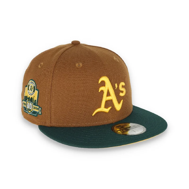 Unique Design Hat-New Era Oakland Athletics 40th Anniversary Patch 59FIFTY Fitted-Peanut/DK Green