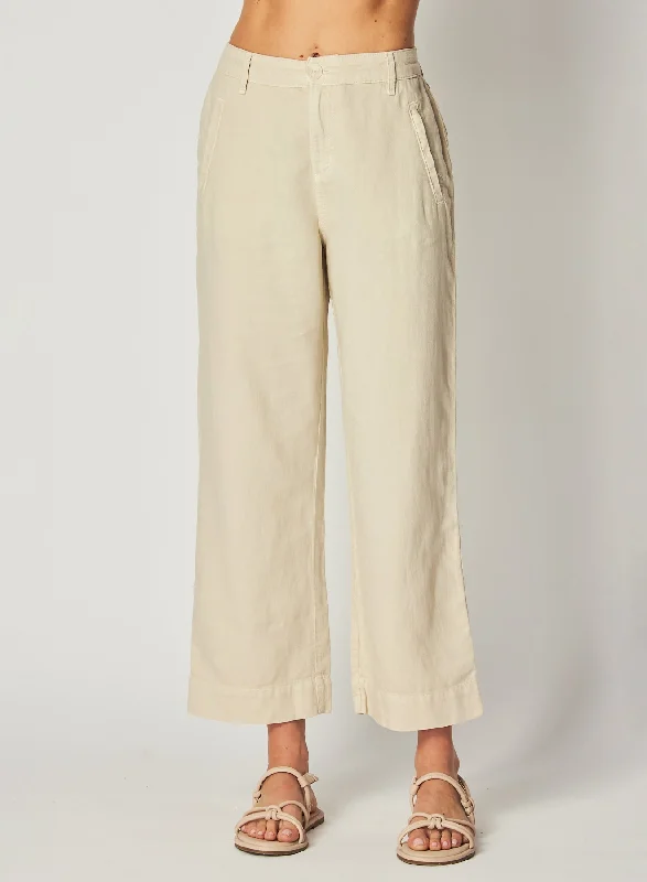 Jogger Fit Pants-Claire Welt Pocket Crop - Seashell Sand