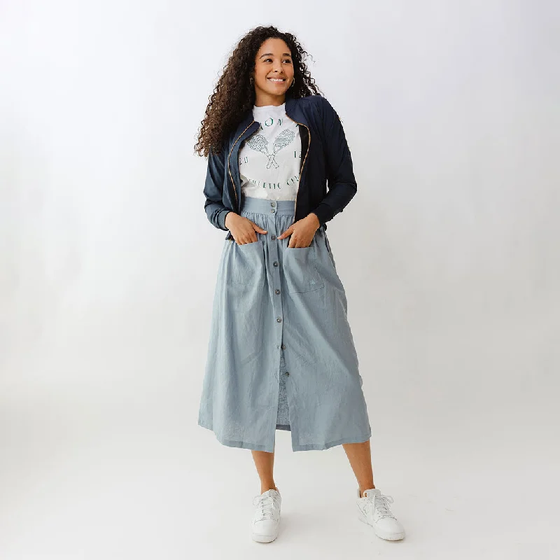 Smart Pants-Maxi Button Skirt, Blue