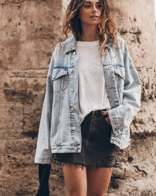 Fleece Jacket-The Blue Oversized Denim Jacket