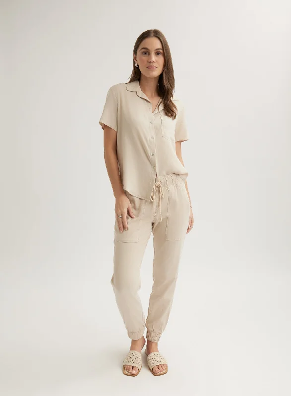 Yoga Pants-Pocket Jogger - Linen Sand