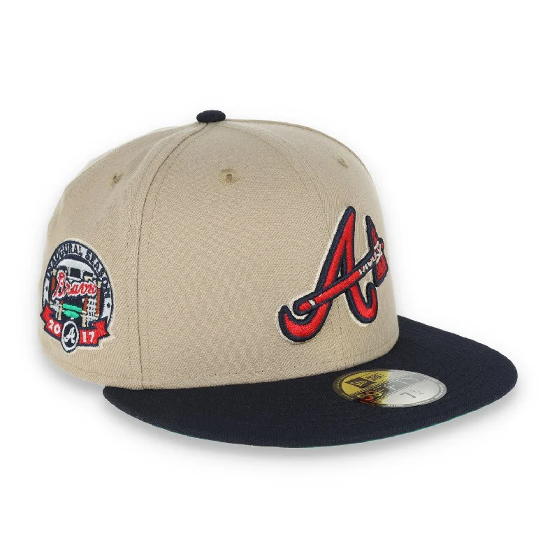 Protective Beach Hat-New Era Atlanta Braves  2017 Inaugural Season Side Patch 59FIFTY Fitted Khaki Hat