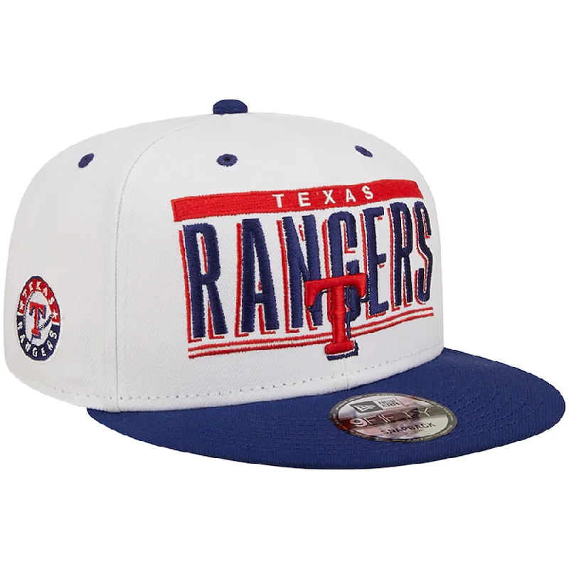 Unique Design Hat-New Era Texas Rangers Retro Title 9FIFTY Snapback Hat - White/Royal