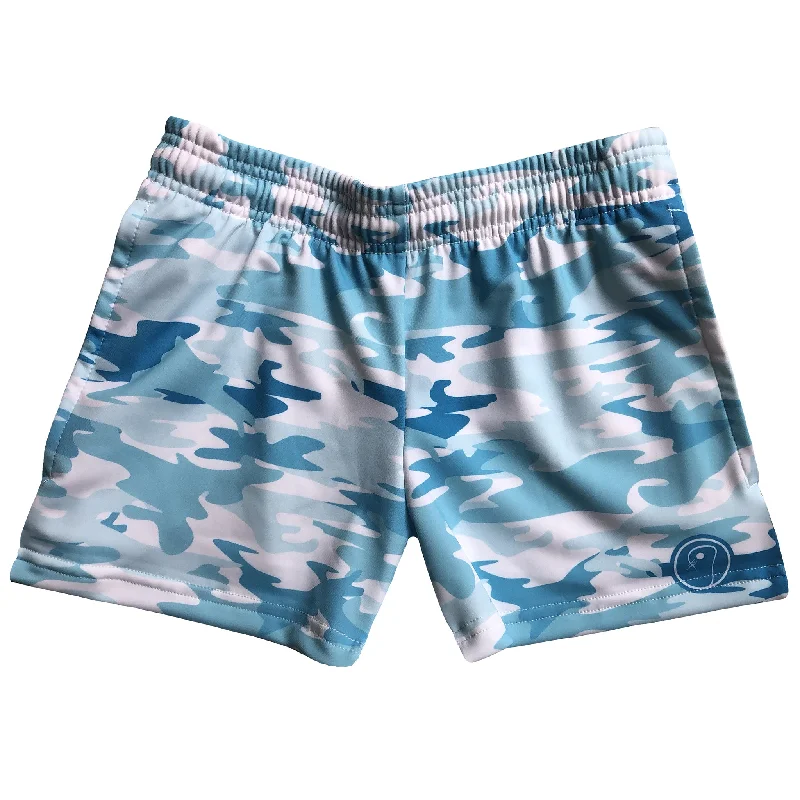 Vintage Shorts-Girls Camo Lacrosse Shorts - Blue