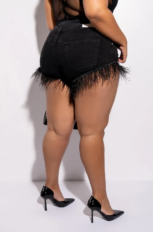 Outdoor Shorts-PLUS HIGH RISE FEATHER SHORTS