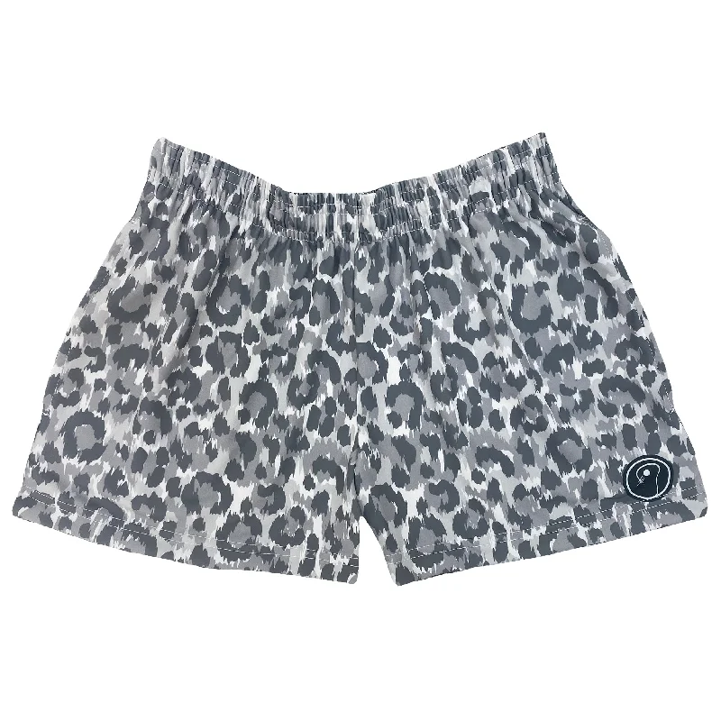 Casual Style Shorts-Womens Leopard Lacrosse Shorts - Gray