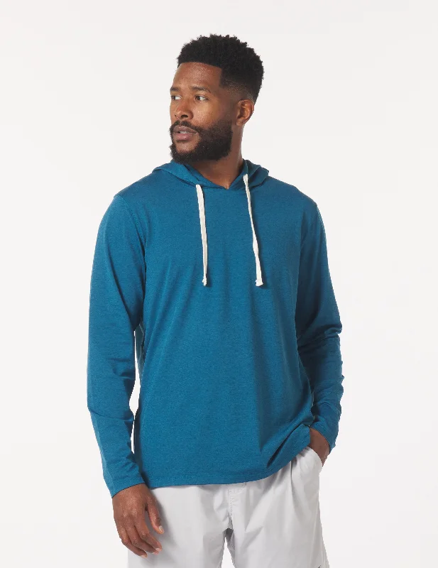 Hoodie with Pockets-Bedford Hoodie: Moroccan Blue Marble