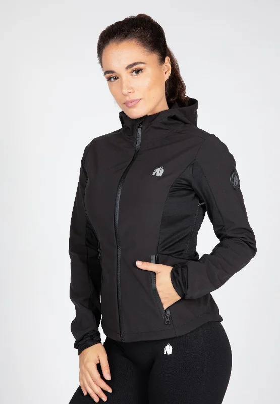 Zip-Up Jacket-Victoria Softshell Jacket - Black