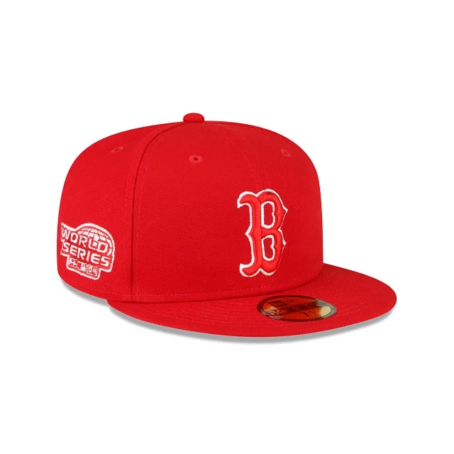 Adjustable Snapback Hat-NEW ERA BOSTON RED SOX 2004 WORLD SERIES SIDE PATCH 59FIFTY FITTED HAT-SCARLET