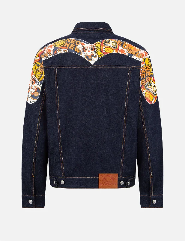 Wool Jacket-EVISU Squad Daicock Print Denim Jacket