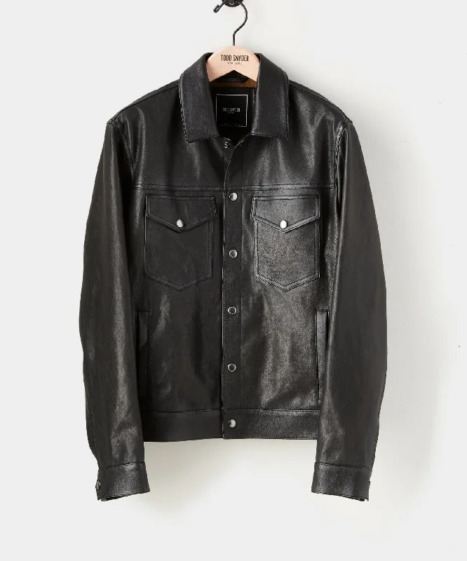 Weatherproof Jacket-Italian Burnished Leather Dylan Jacket in Black