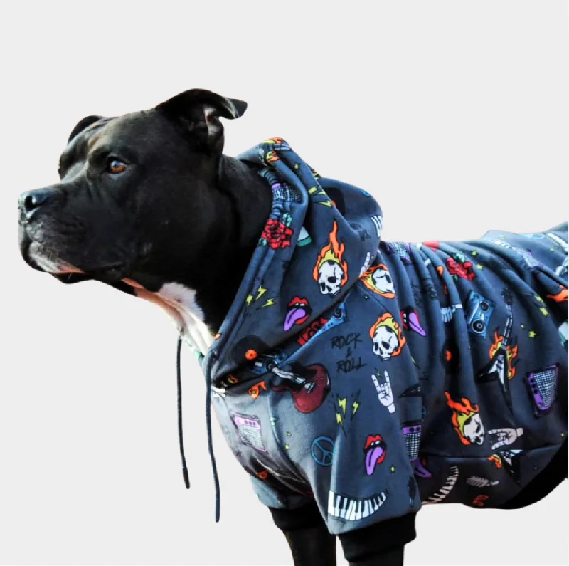 Customizable Hoodie-Rock and Roll Dog Hoodie