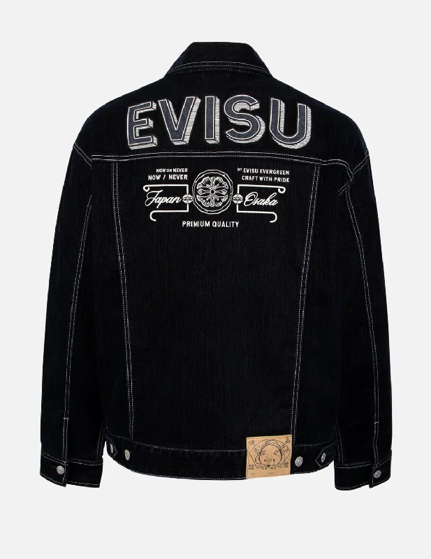 Windproof Jacket-Logo Embroidery Velvet Denim Jacket