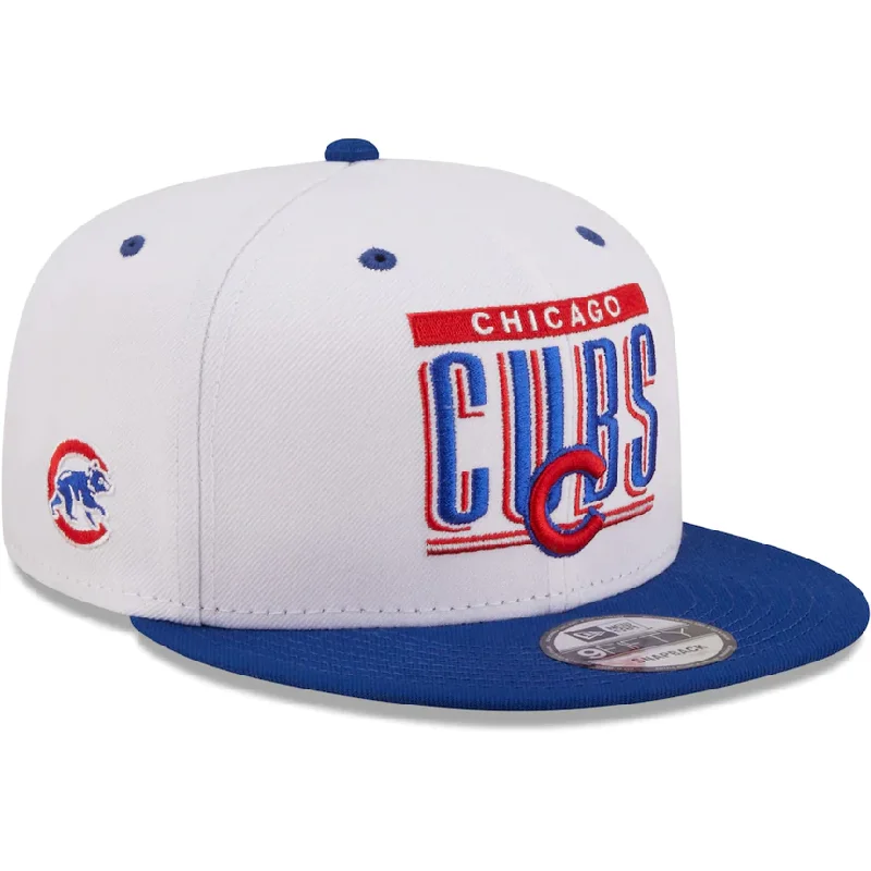 Fedora Hat-New Era Chicago Cubs Retro Title 9FIFTY Snapback Hat - White/Royal