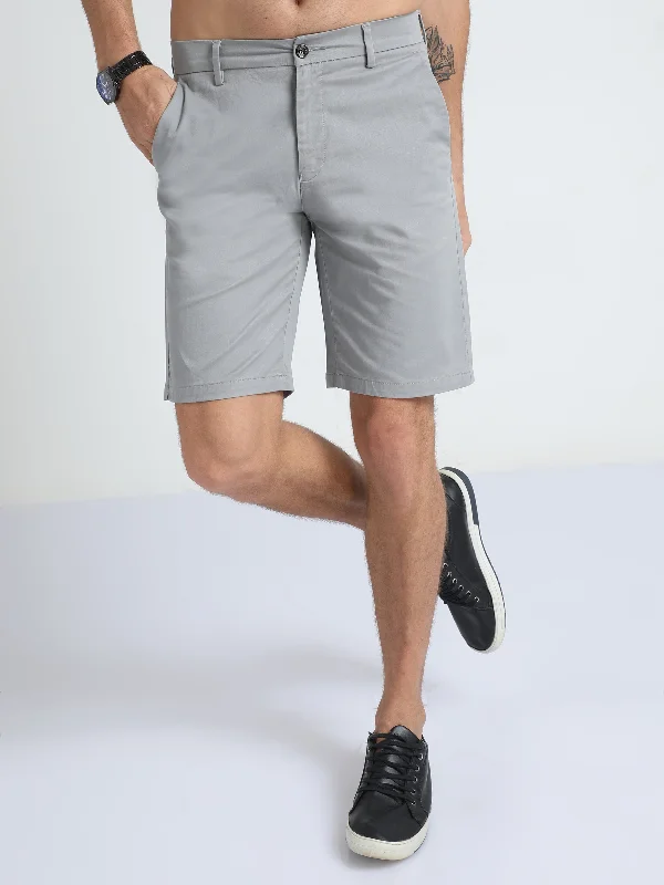 Beach Shorts-Modern Twill Light Grey Shorts