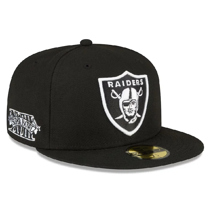 Warm Wool Hat-NEW ERA LAS VEGAS RAIDERS BLACK & WHITE SUPERBOWL XVIII SIDE PATCH 59FIFTY FITTED