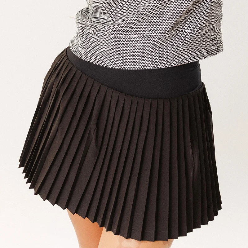 Classic Pants-Pleated Tennis Skirt, Black