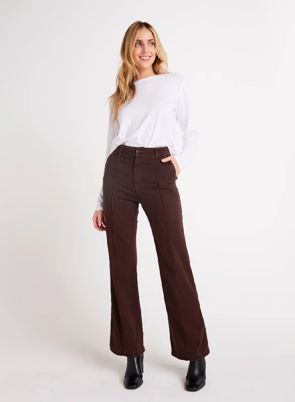 Padded Pants-Ryder Pintuck Wide Leg - Chocolate Plum