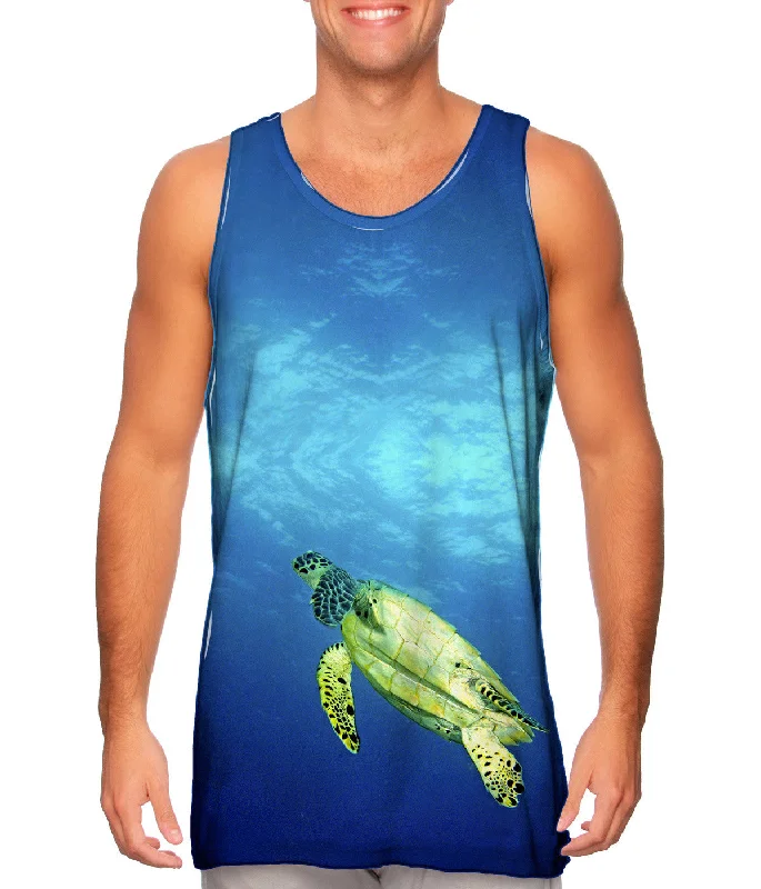 Bold Print Tank-Similan Turtle Rising Underwater