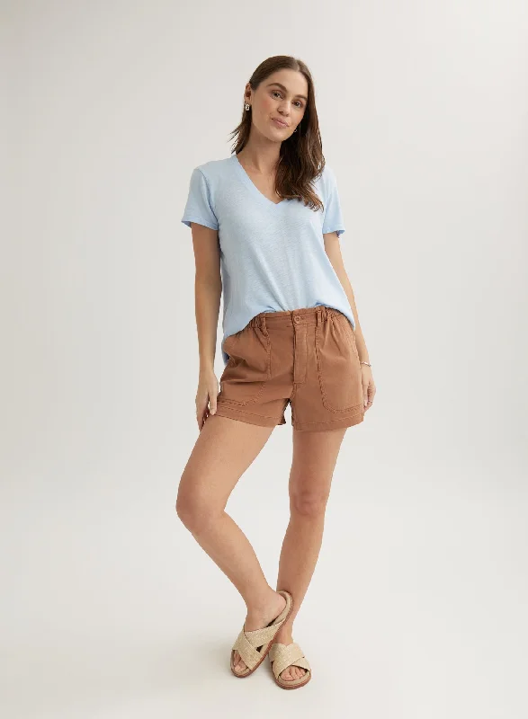 Comfortable Sweatpants-Callie Ruffle Short - Terracotta Brown