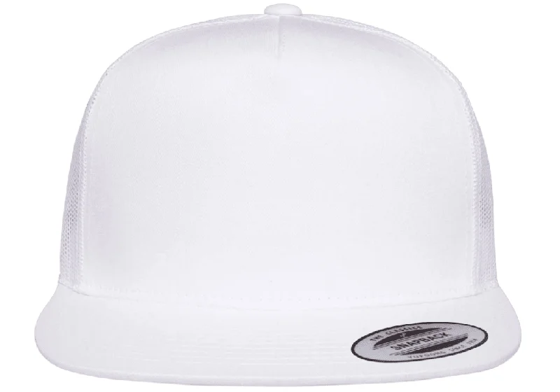 Travel Hat-Classics™ Flat Bill Trucker Cap-White