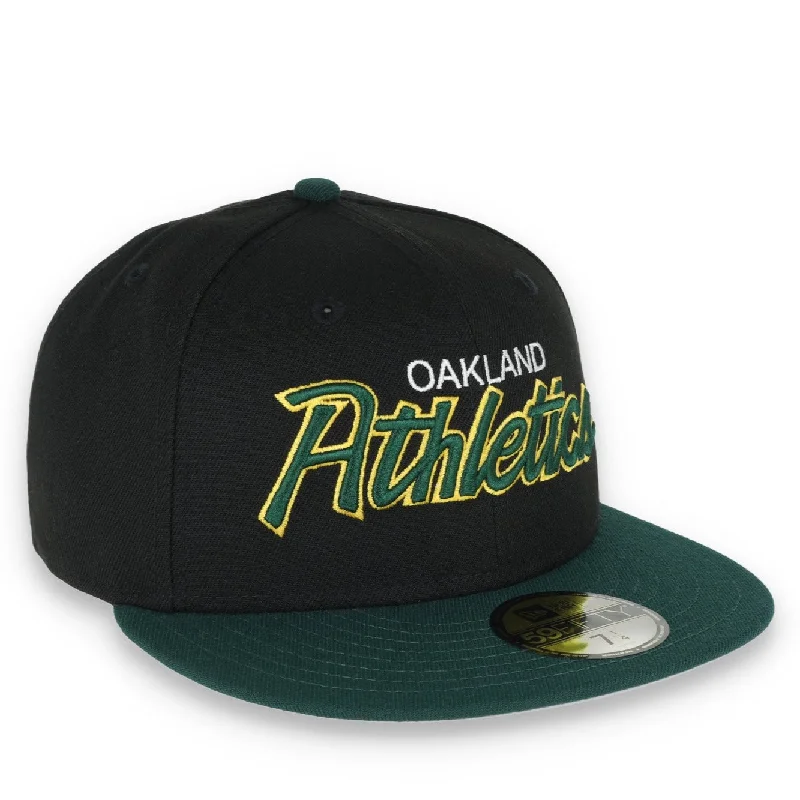 Adjustable Hat-New Era 59Fifty Oakland Athletics SCRIPT CAP- BLK/GRN