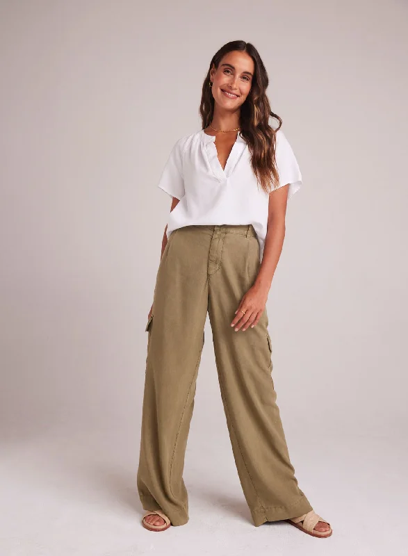 Technical Pants-Cargo Wide Leg - French Olive