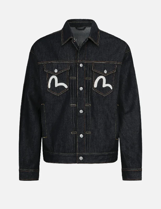 All-Purpose Jacket-Dragon Embroidered Mt. Fuji Daicock Denim Jacket