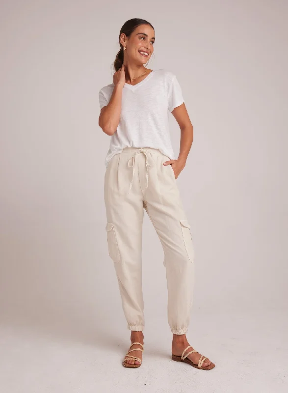 Warm Winter Pants-Isla Pleated Jogger - Seashell Sand