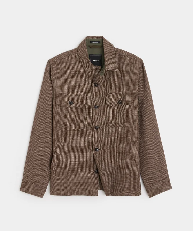 Spring Jacket-Textured Tailored Shirt Jacket in Brown