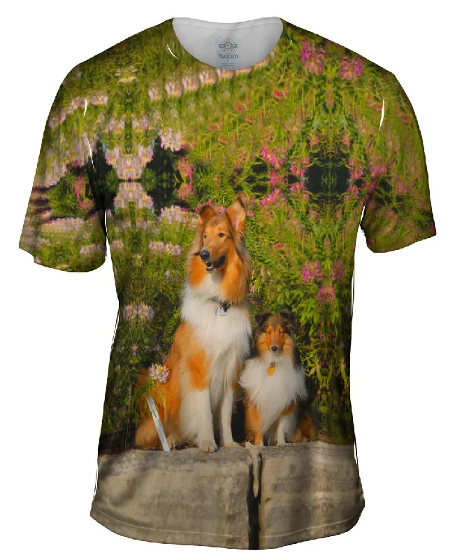 Cool Artwork T-Shirt-Flowerbeds Collies