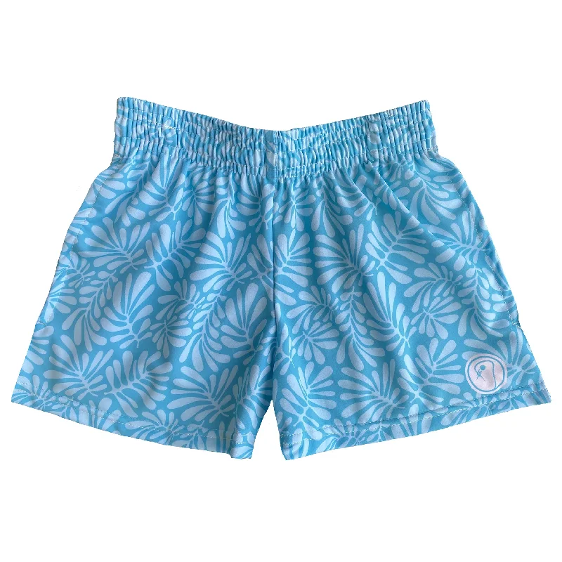 Plain Shorts-Girls Tropical Lacrosse Shorts - Blue