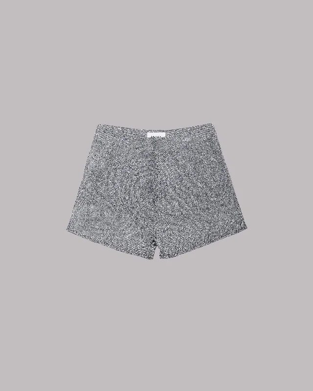 Lightweight Shorts-The Silver Sparkly Thin Knit Shorts