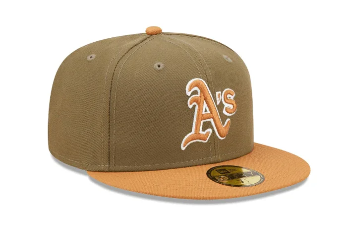 Elegant Hat-New Era Oakland Athletics Two-Tone 59FIFTY Fitted Hat-Olive/Tan