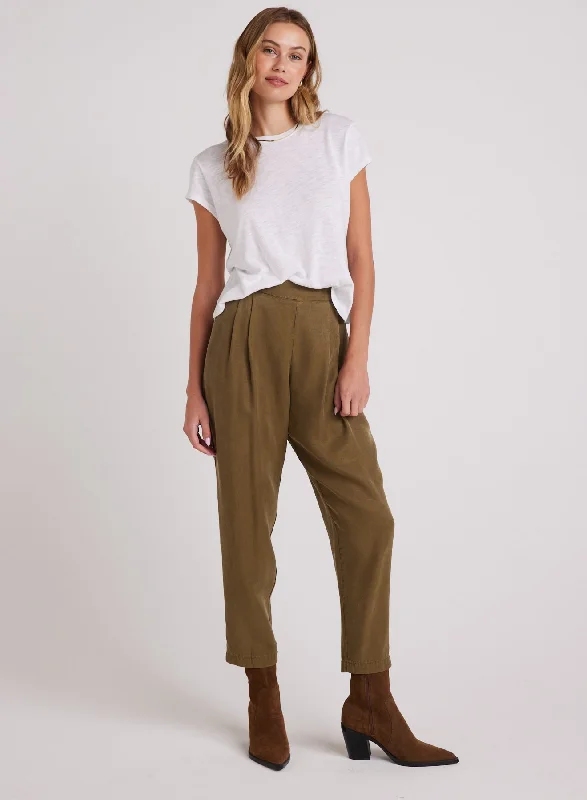 Formal Pants-Nico Clean Waist Slouchy Trouser - Basil Green