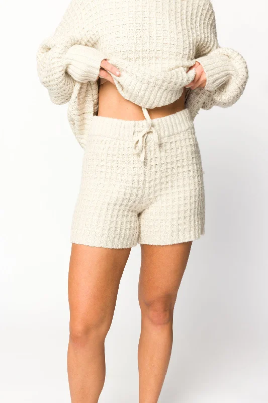 Graphic Shorts-Lovender Sweater Shorts in Natural