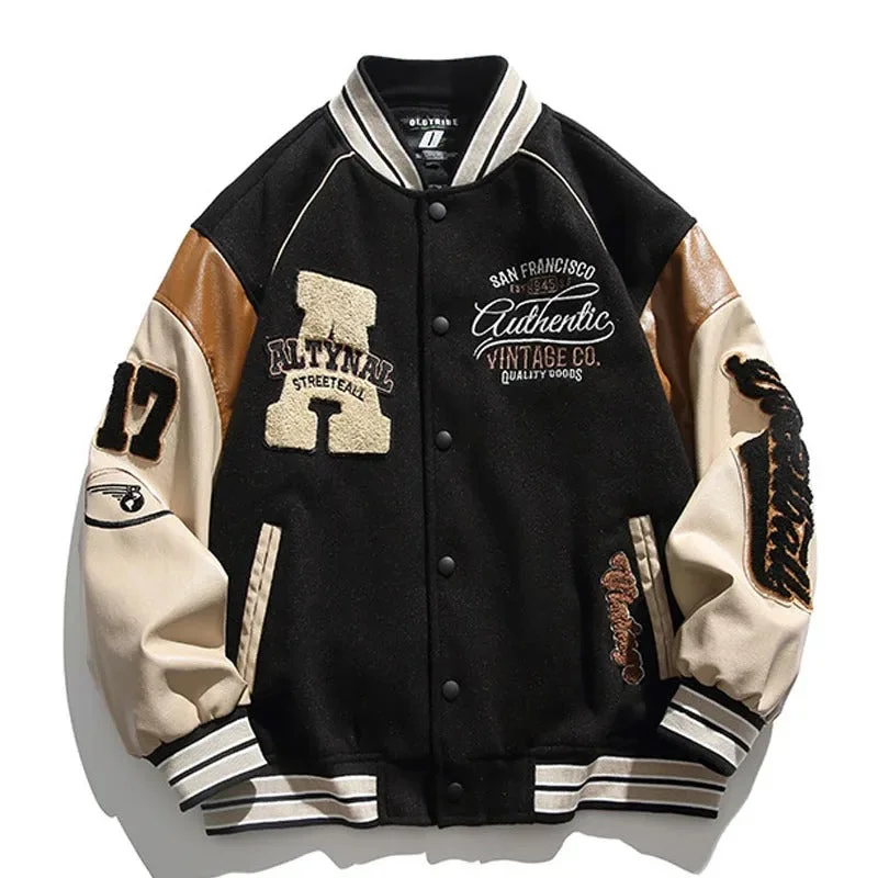 Weatherproof Jacket-Streetwear Vintage Patchwork varsity bomber Jacket