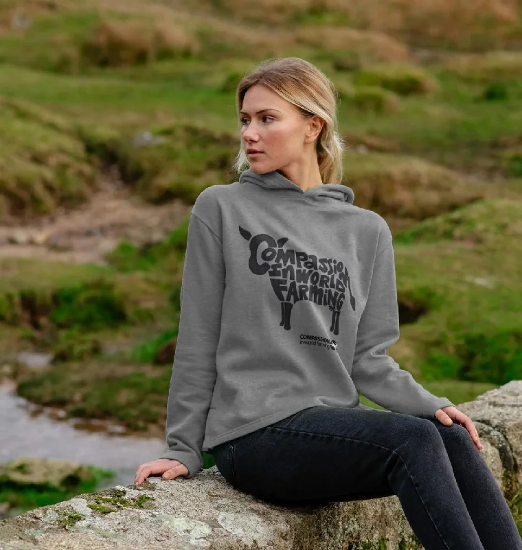 Athletic Hoodie-Women's Compassion Cow Relaxed Fit Hoodie