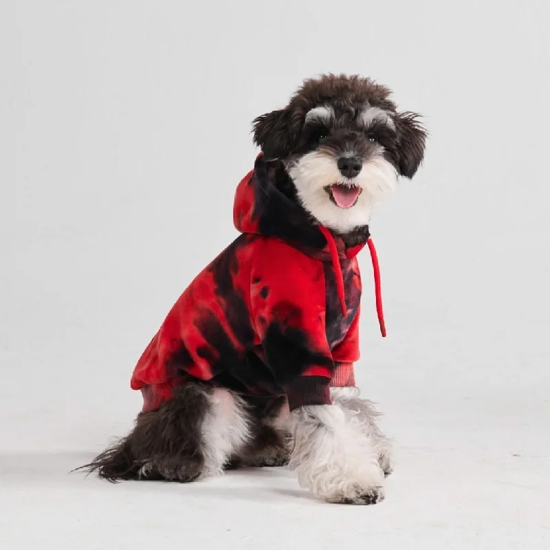 Layered Hoodie-Velvet Dog Hoodie - Red & Black