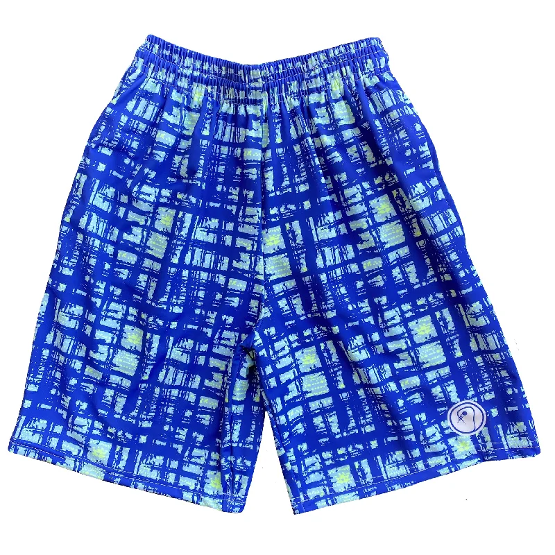 Fashion Shorts-Boys Graphic Plaid Lacrosse Shorts - Blue