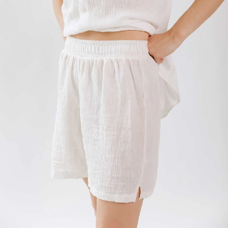 Travel-Ready Pants-Cabana Shorts, White