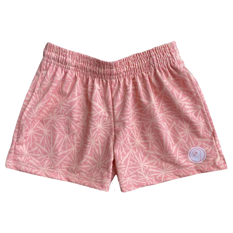 Trendy Shorts-Girls Lacrosse Burst Shorts - Peach