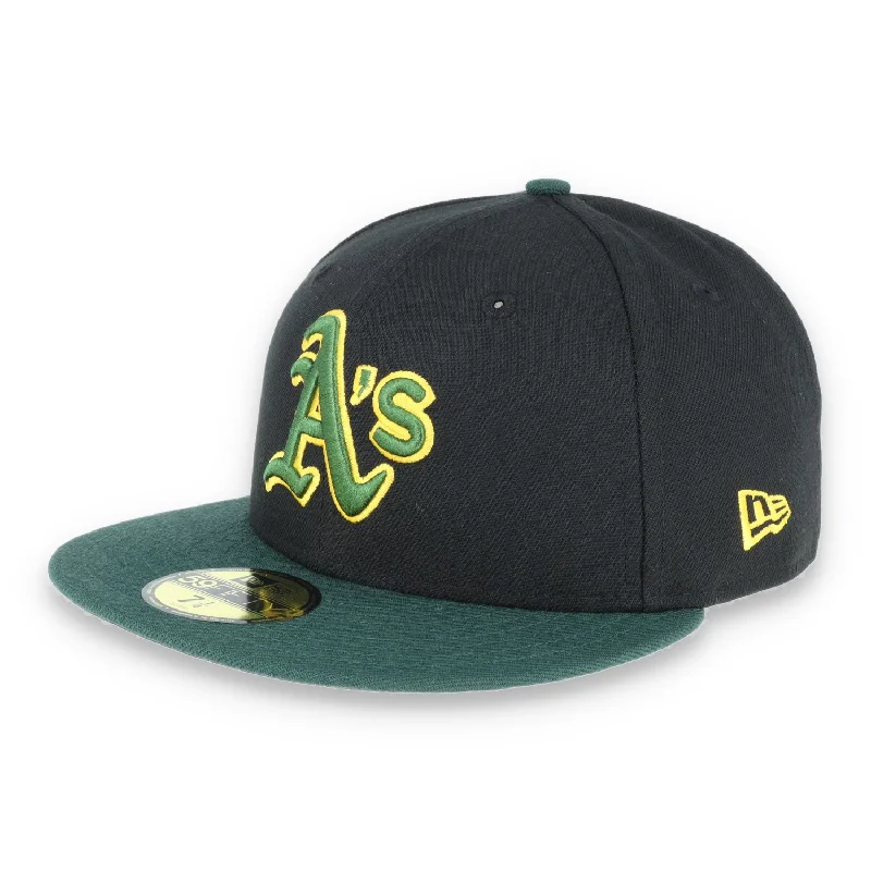 Team Logo Hat-Oakland Athletics New Era 59Fifty Cap-Black/Forest Green/yellow