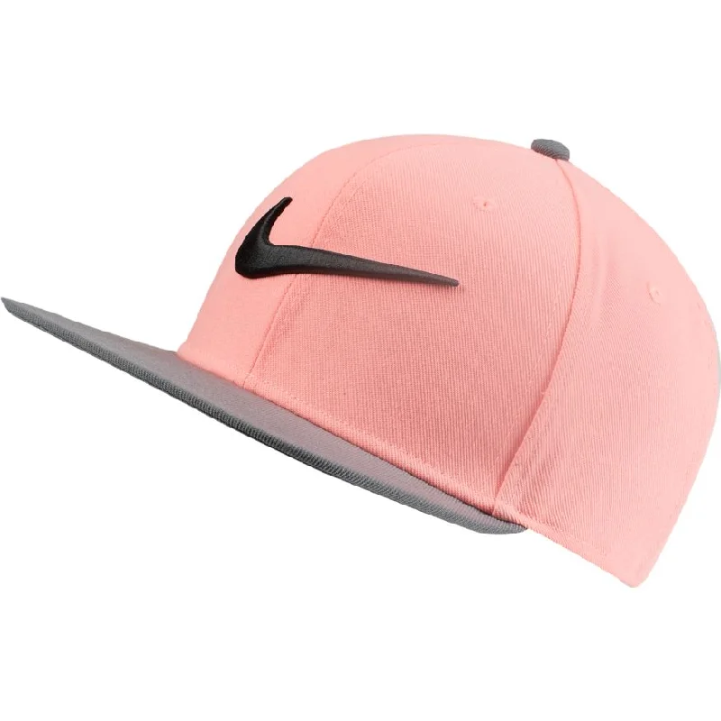 Fashion Hat-NIKE SPORTSWEAR PRO SWOOSH SNAP HAT- PINK/GREY